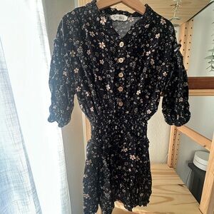 Jessica Simpson Black Floral Kids Casual Dress